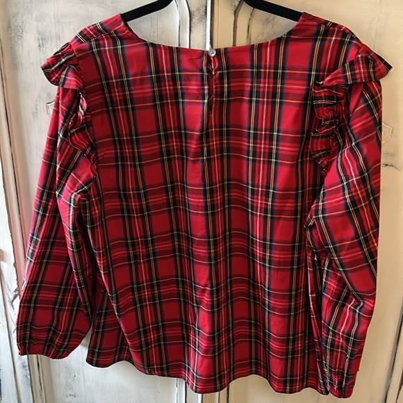 Tartan ruffle-trim woven top - Picture 3 of 5